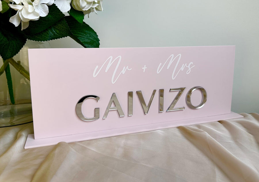 Personalised Mr and Mrs sign in clear acrylic for wedding decor