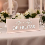 Personalised Mr and Mrs sign in 3D acrylic for wedding table decor