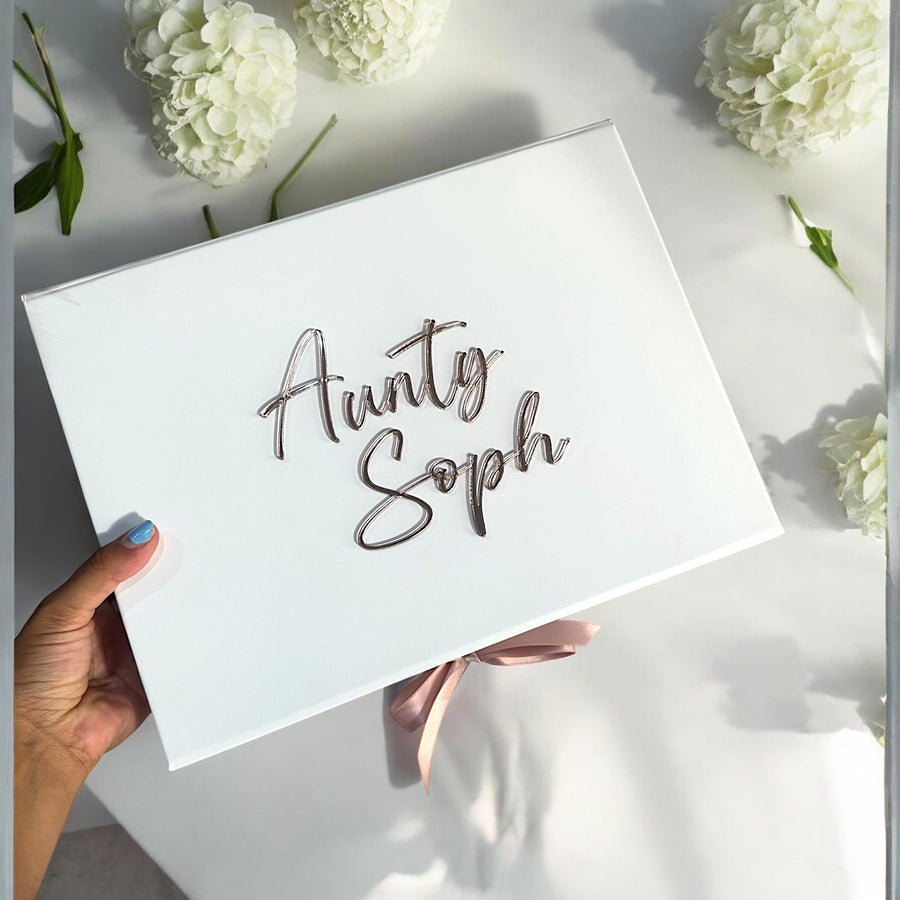 Luxury personalised gift box with custom engraving, ideal for wedding parties