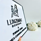 Custom 3D acrylic logo sign in modern square shape for salon or office