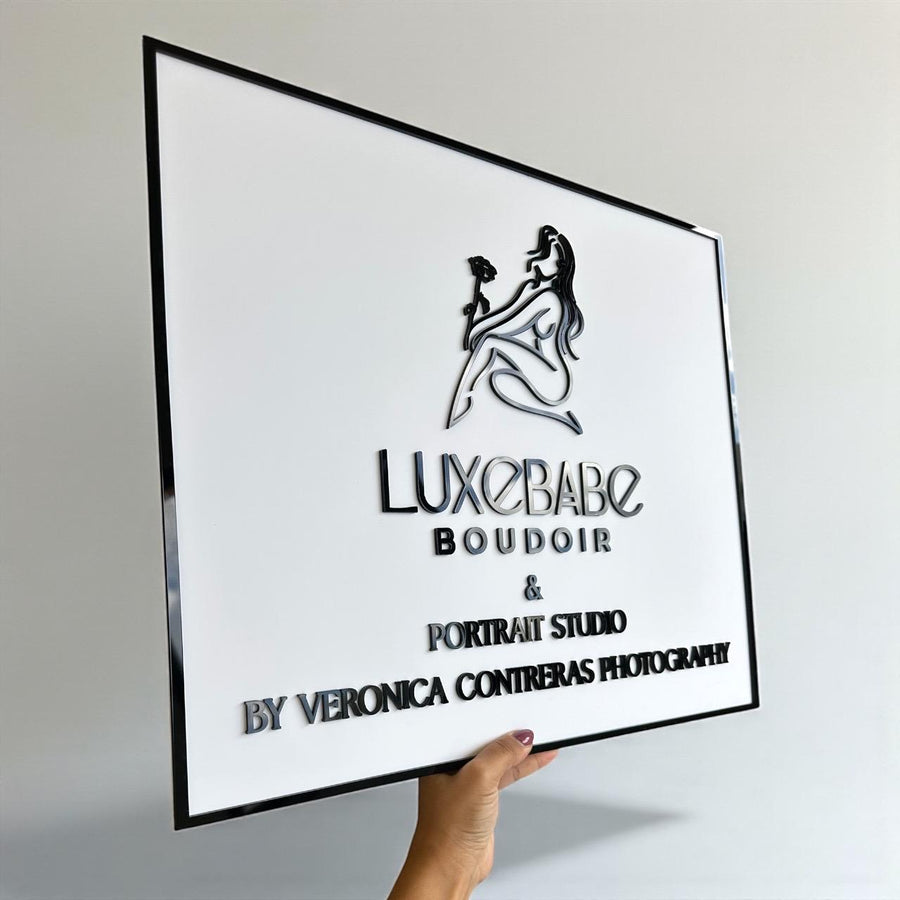 Custom 3D acrylic logo sign in square shape for salon or office