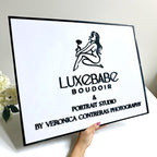 Custom 3D acrylic square logo sign for modern salon or office