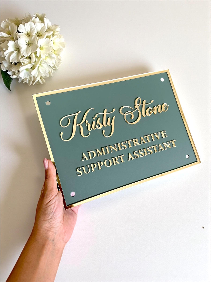 Custom 3D acrylic logo sign, square shape for salon or office use