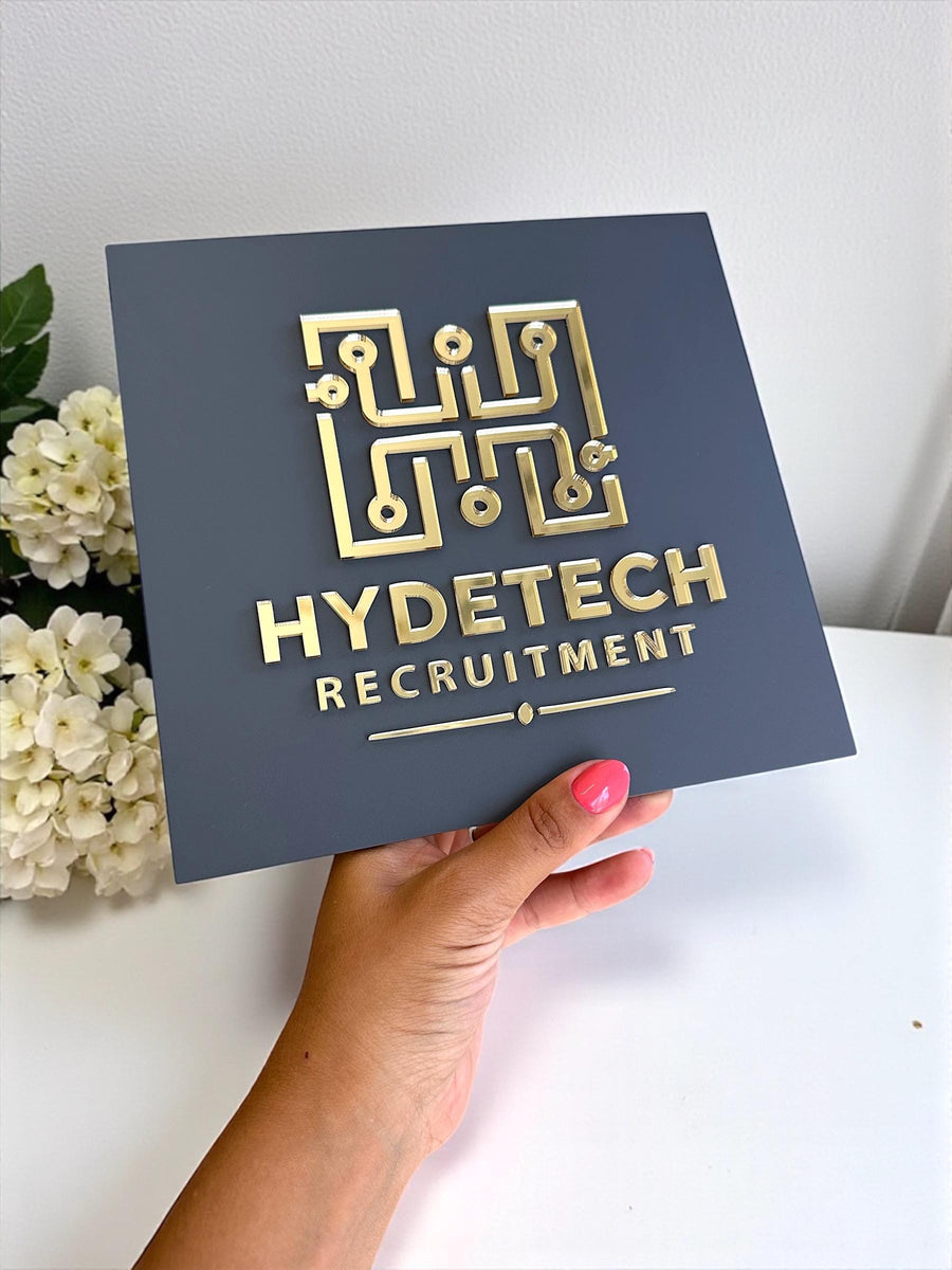 Custom 3D acrylic logo sign in square shape for salon wall