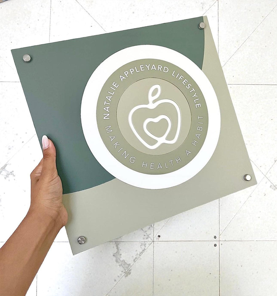 Custom 3D acrylic logo sign in square shape for salon or office