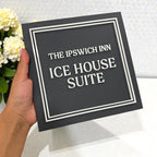 Custom 3D acrylic logo sign, modern square design for business door or wall