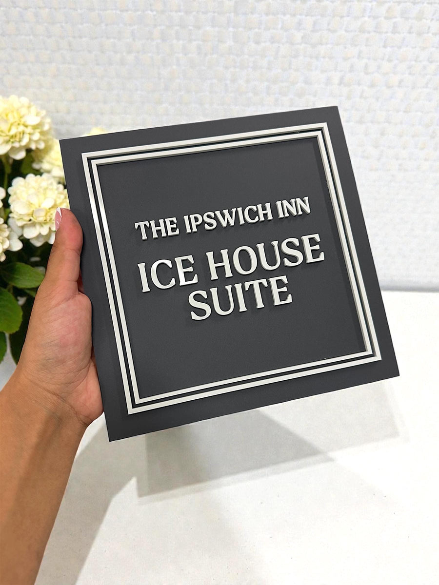 Custom 3D acrylic logo sign, modern square design for business door or wall