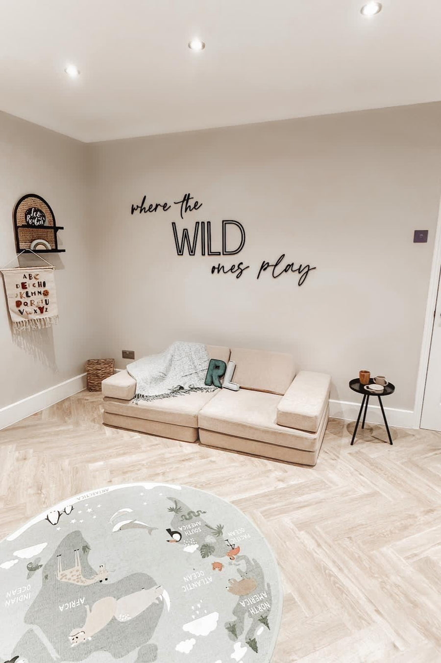 Safari Playroom wooden wall art in colorful jungle theme