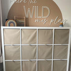 Where the Wild Ones Play wooden wall art in colorful jungle design