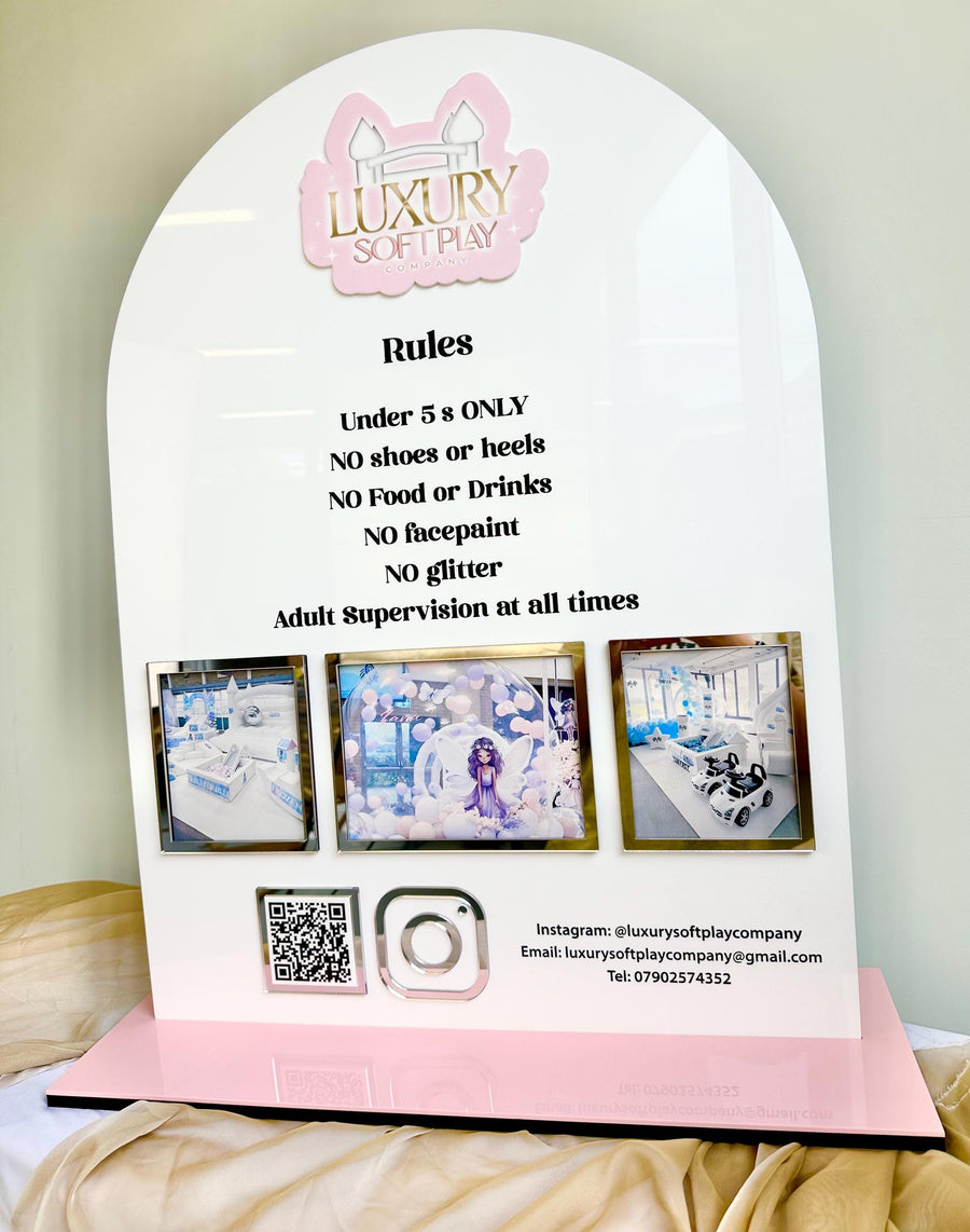 Acrylic Play Rules Sign for soft play areas with colorful safety graphics