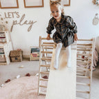Let's Play wooden wall sign in playful multi-color design for kids room