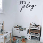 Let's Play wooden nursery sign, colorful wall art for kids room