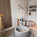Let's Play wooden wall sign with colorful letters for playroom decoration