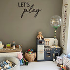 Let's Play wall sign, wooden nursery plaque, colorful design for playroom decor