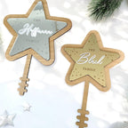 Personalised acrylic Christmas tree topper, star shape, custom family name detail
