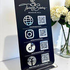 Custom 3D acrylic social media QR code sign in clear, for small business use
