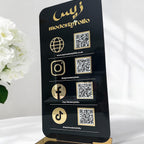 Custom 3D acrylic social media QR code sign in clear with four QR codes