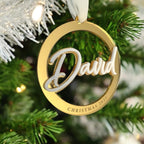 Personalised acrylic name bauble, double layered Christmas tree decoration