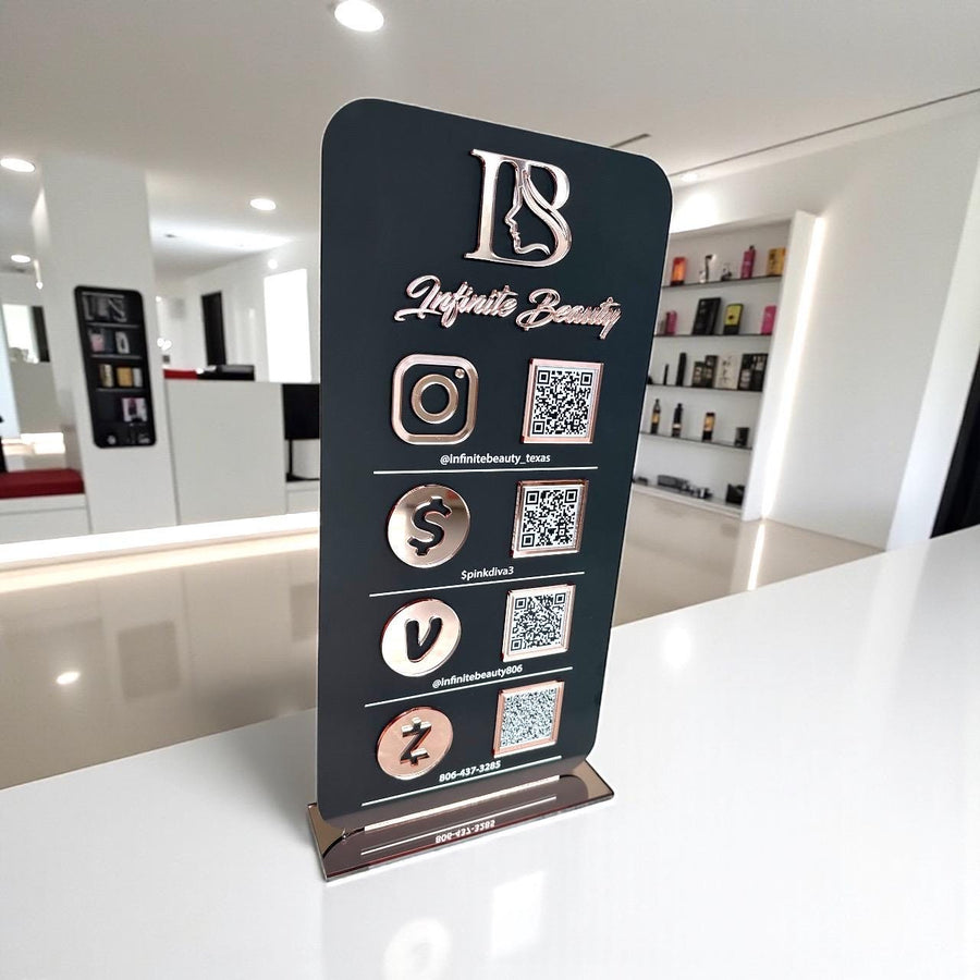 Custom 3D acrylic QR code sign in clear design for small business