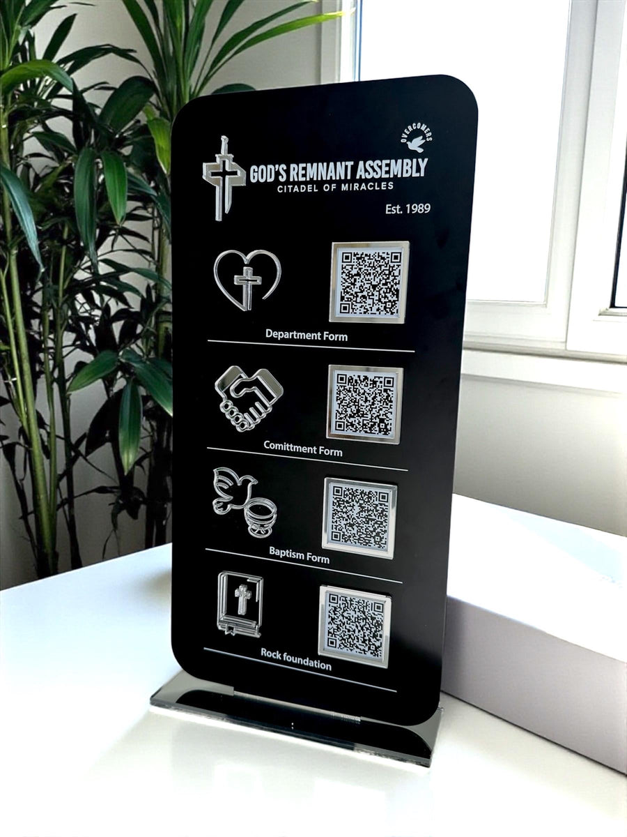 Custom 3D acrylic social media QR code sign in clear acrylic