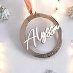 Personalised acrylic name bauble, double layered, custom Christmas decoration