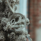 Personalised acrylic name bauble, double layered, custom Christmas ornament