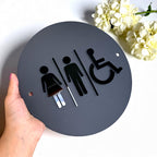 Custom 3D acrylic toilet sign with modern design and stand offs