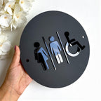 Custom 3D acrylic toilet sign, modern design, wall-mounted restroom plaque