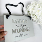 Acrylic Page Boy sign with custom text, A5 size, white and gold design