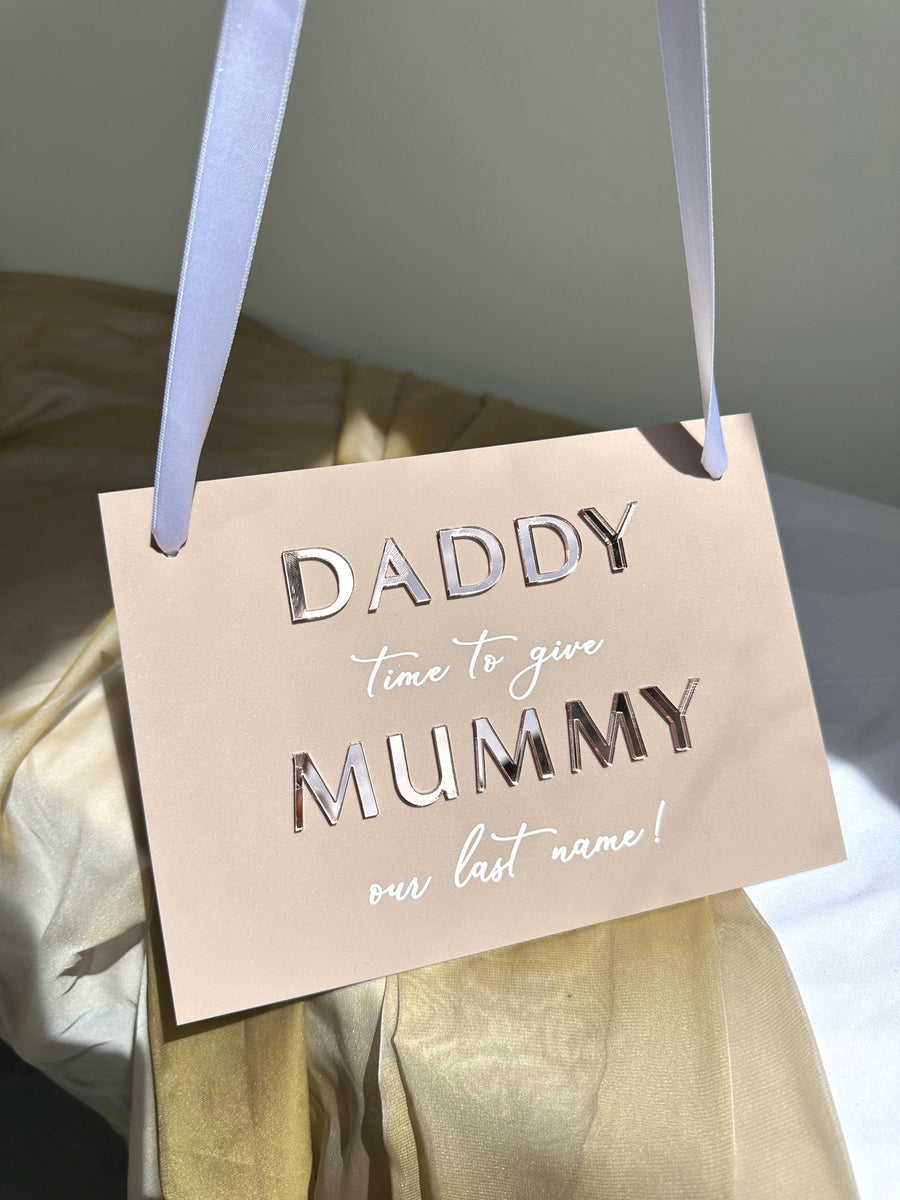 Acrylic Page Boy sign, A5 size with custom wedding text