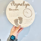 Custom baby keepsake plaque in wood with birth announcement details