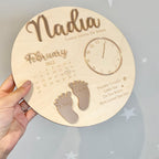 Custom Baby Keepsake Plaque in pastel colors displaying birth announcement details