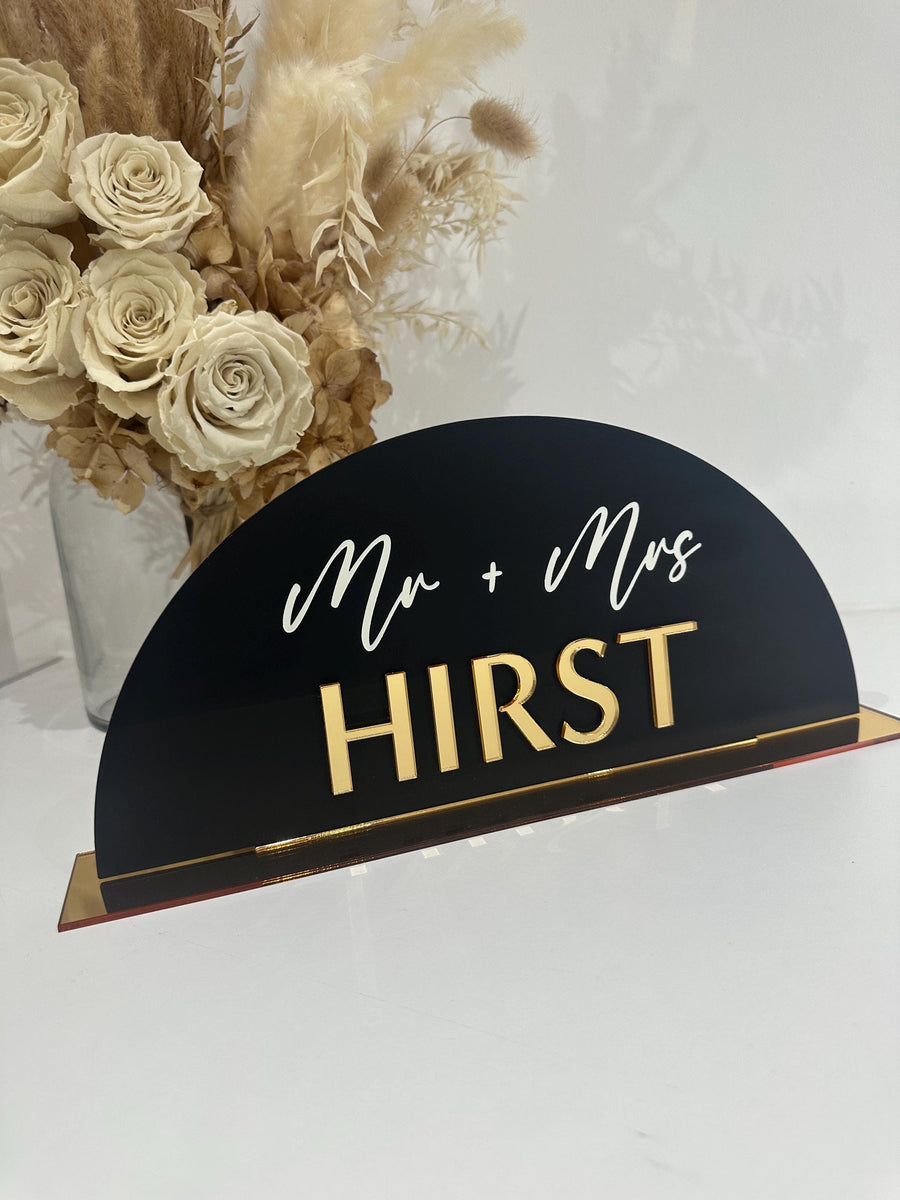 Personalised 3D acrylic Mr and Mrs head table sign, clear color, wedding decor