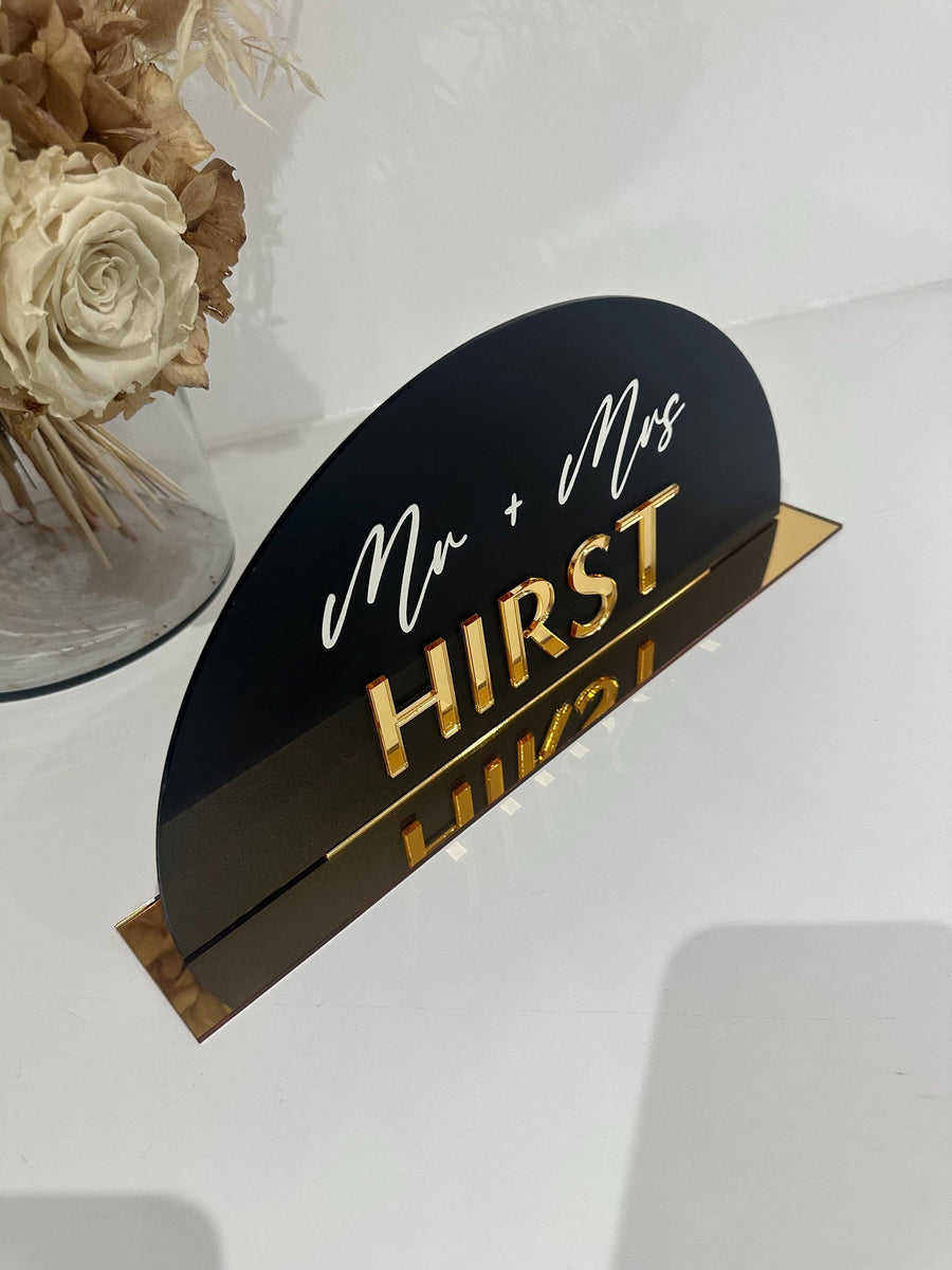 Custom 3D acrylic Mr and Mrs head table sign for wedding decor