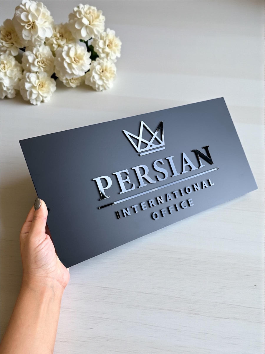 Custom logo business sign in clear acrylic, rectangle shape for hotel or restaurant