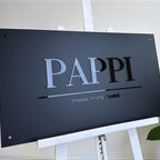 Custom logo business sign in 3D acrylic, rectangular shape for hotels and restaurants