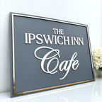 Custom logo business sign in 3D acrylic for hotel, restaurant, and office