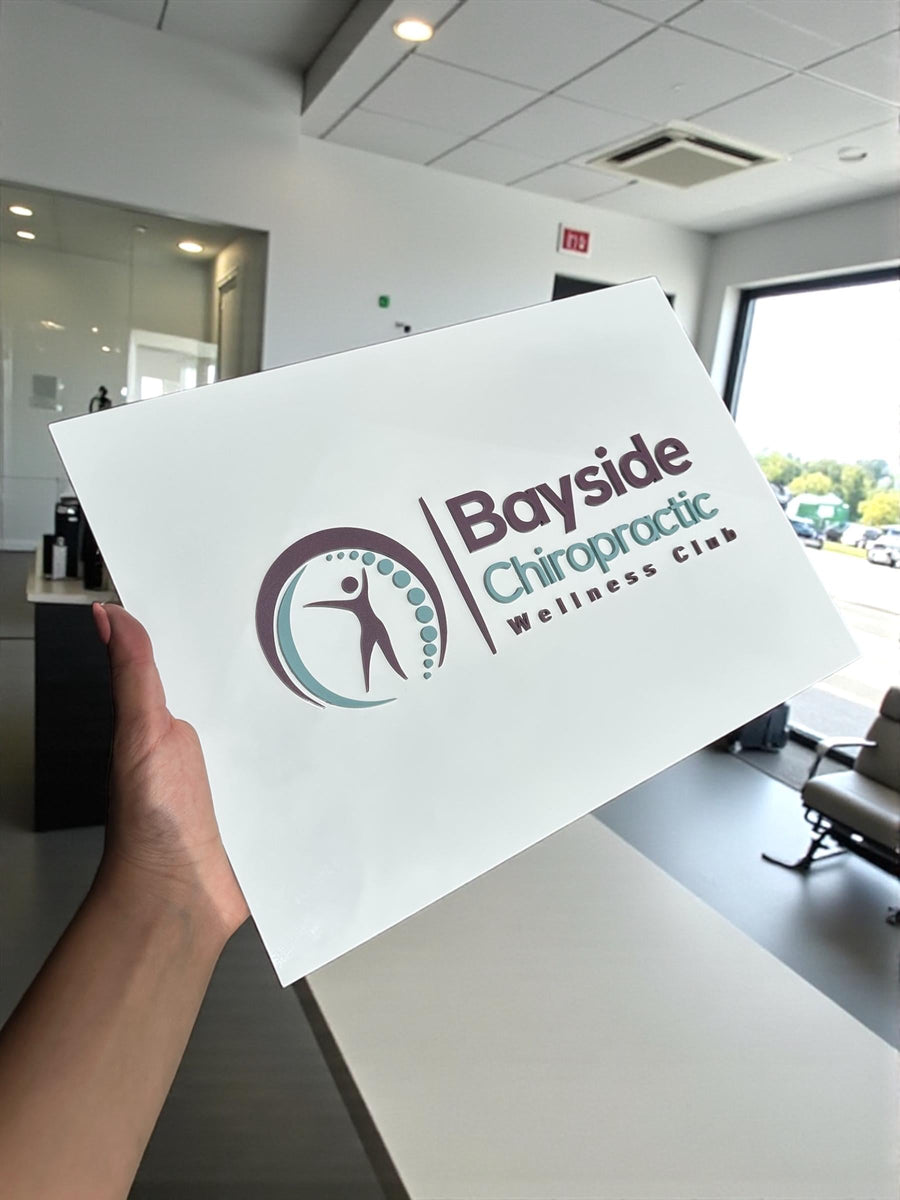 Minimalist business logo sign in sleek black for reception area