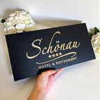 Custom acrylic salon plaque with modern logo design in clear finish