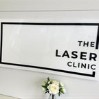 Luxury 3D acrylic logo signage for modern salon door, clear design