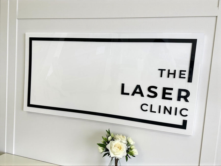 Personalized acrylic wall signage for modern clinic room decor