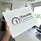 Luxury 3D acrylic logo signage, modern salon door plaque in black