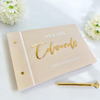 Custom acrylic wedding guestbook with crystal pen, elegant design