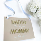 Perspex wedding sign in clear with elegant script text