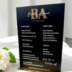 Custom acrylic price list sign, sleek modern design for salon display