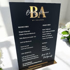 Custom acrylic price list sign, modern design for salon display.