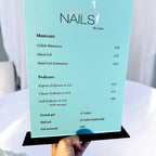 Custom acrylic price list sign for salon display, modern design