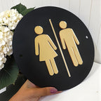 Custom 3D acrylic toilet sign, modern minimalist design, suitable for bathroom use