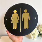 Custom 3D acrylic toilet sign in modern design with stand offs