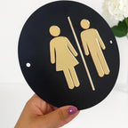 Custom 3D acrylic toilet sign with modern design and stand offs